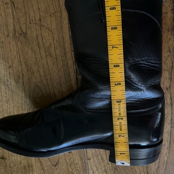 Men's Justin Black Leather Roper Boots, Style 3133 - Size 8 1/2 D - Picture 6 of 9